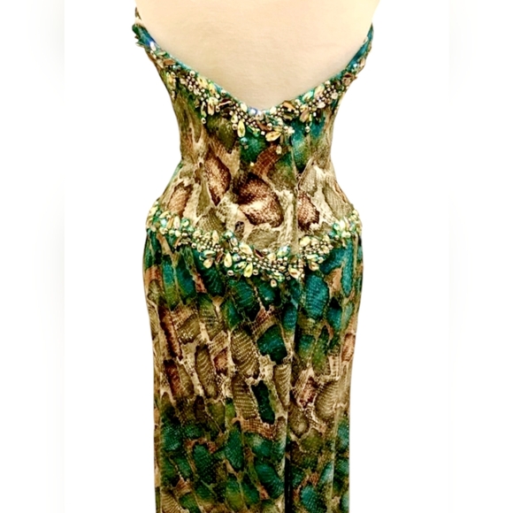 Terani Couture Strapless Animal Print Evening Gown - Picture 6 of 12